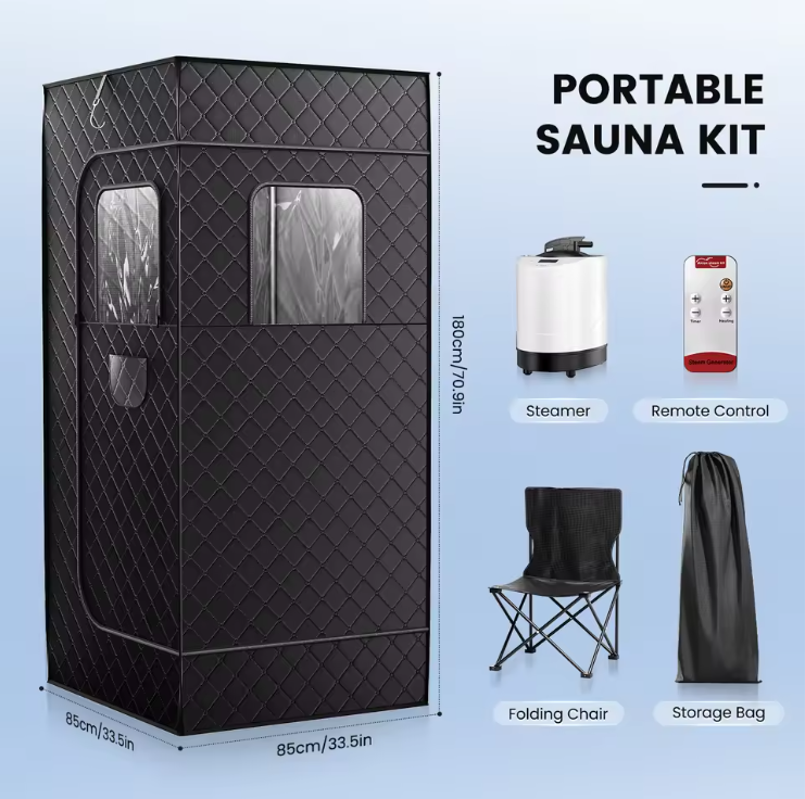 Eenpersoons Stoomsauna Tent voor Thuis – 9 Temperatuurstanden, 1000W Home Spa