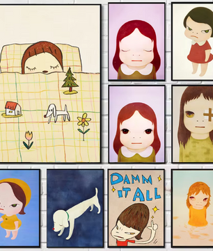 Japanse Cartoon Kunstposter op Canvas – Speelse Sleepwalking Doll Illustratie voor Kinderkamer of Woonruimte