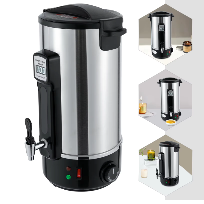 RVS Wax Smelter 8–12L – Elektrische Wax Warmer voor Kaarsen Maken met Uitloop
