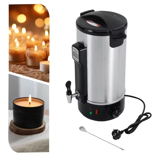 RVS Wax Smelter 8–12L – Elektrische Wax Warmer voor Kaarsen Maken met Uitloop