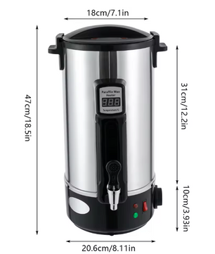RVS Wax Smelter 8–12L – Elektrische Wax Warmer voor Kaarsen Maken met Uitloop