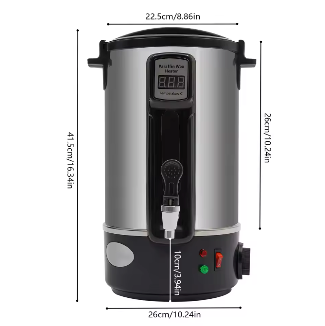 RVS Wax Smelter 8–12L – Elektrische Wax Warmer voor Kaarsen Maken met Uitloop