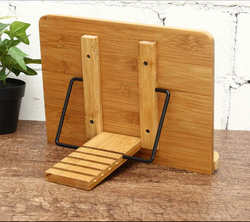 Verstelbare Bamboe Boekenstandaard – Opvouwbare Leesbureau Houder voor Boeken, Kookboeken en Studieboeken