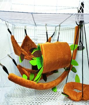 Set van 5 Hangmatten voor Hamsters en Knaagdieren – Pluche Dubbellaagse Schommel en Nest