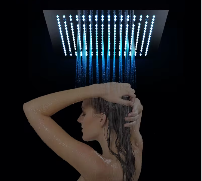 Grote LED Regendouchekop 40,64 cm – Wand- of Plafondmontage, Warm en Koud