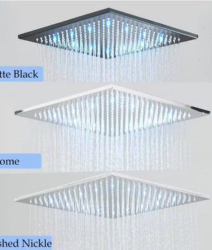 Grote LED Regendouchekop 40,64 cm – Wand- of Plafondmontage, Warm en Koud