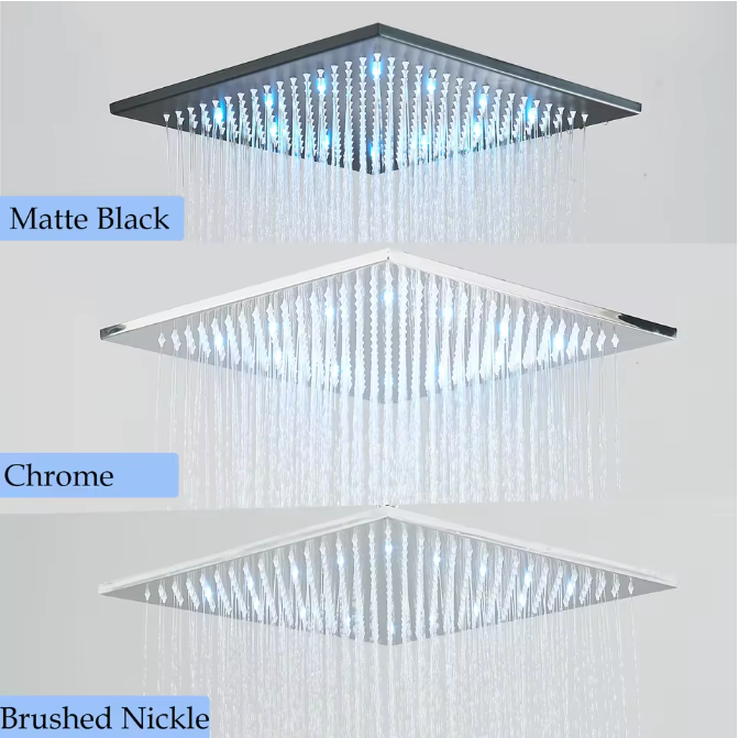 Grote LED Regendouchekop 40,64 cm – Wand- of Plafondmontage, Warm en Koud