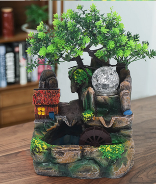 Tafel Waterval Rotskamer met LED Bal en Verstuiver – Tuinfontein Decor