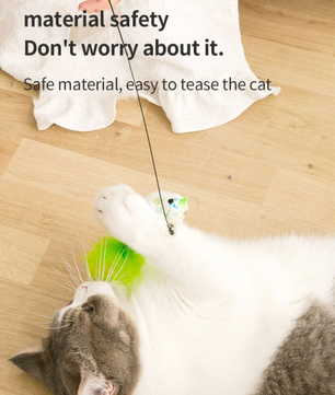 Interactief Katten Speelgoed met Veer en Bel – Zuignap Vogel Simulatie