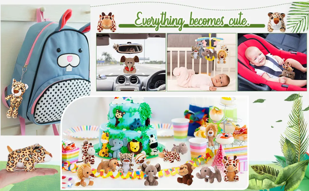 Safari Knuffels Set – Mini Jungle Dieren Knuffels voor Kinderen