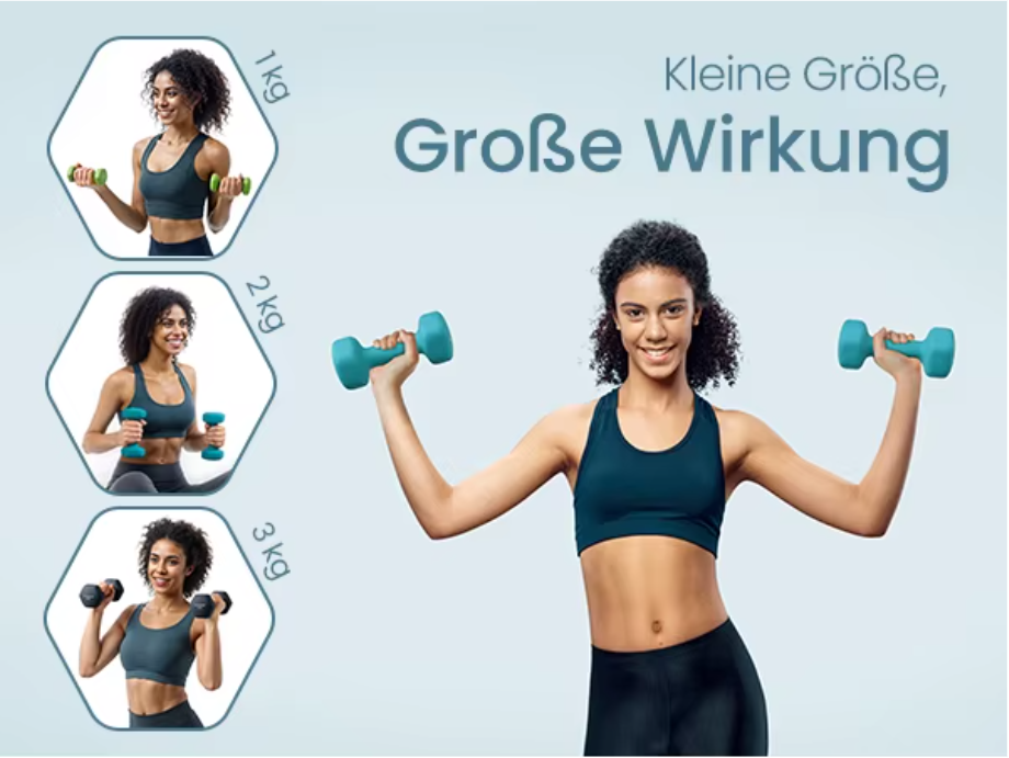 Dumbbell Set 12 kg – 6 Neopreen Halters met Standaard voor Thuis Fitness