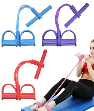 Weerstandsband Trainer met Pedalen – 4 Elastische Trekkoorden voor Full Body Workout