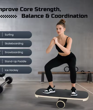 Balance Board met Roller – Houten Balans Trainer voor Core en Stabiliteit