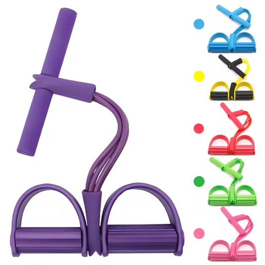 Fitness Weerstandsband met Pedalen – 4-Tube Tension Trainer voor Buik, Armen en Benen