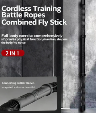 2-in-1 Ropeless Battle Rope met Fly Stick – Draadloze Fitness Rope voor HIIT en Krachttraining