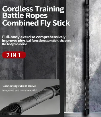 2-in-1 Ropeless Battle Rope met Fly Stick – Draadloze Fitness Rope voor HIIT en Krachttraining