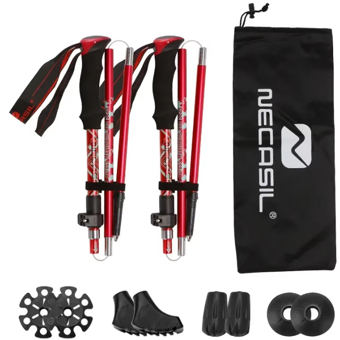 Set van 2 Opvouwbare Trekkingstokken – Ultralicht Aluminium met Telescopische Verstelling