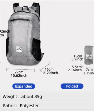 Opvouwbare Rugzak 20L – Lichtgewicht Outdoor Backpack voor Reizen, Wandelen en Fietsen