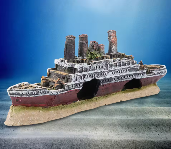 Aquarium Schip Wrak Decoratie – Titanic Stijl Hars Ornament