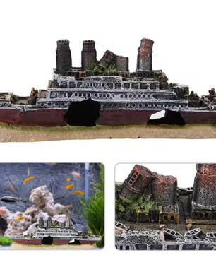 Aquarium Schip Wrak Decoratie – Titanic Stijl Hars Ornament