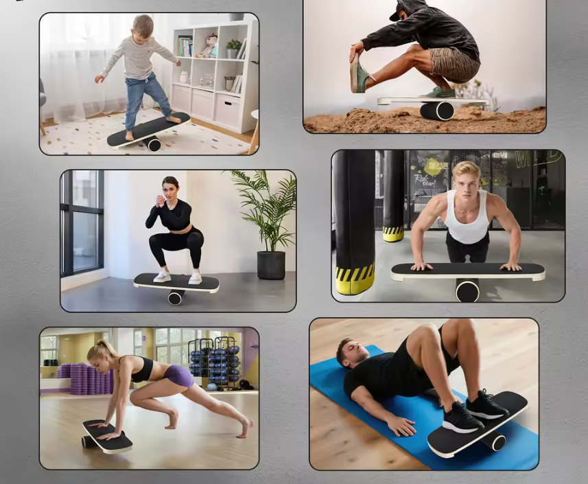 Balance Board met Roller – Houten Balans Trainer voor Core en Stabiliteit