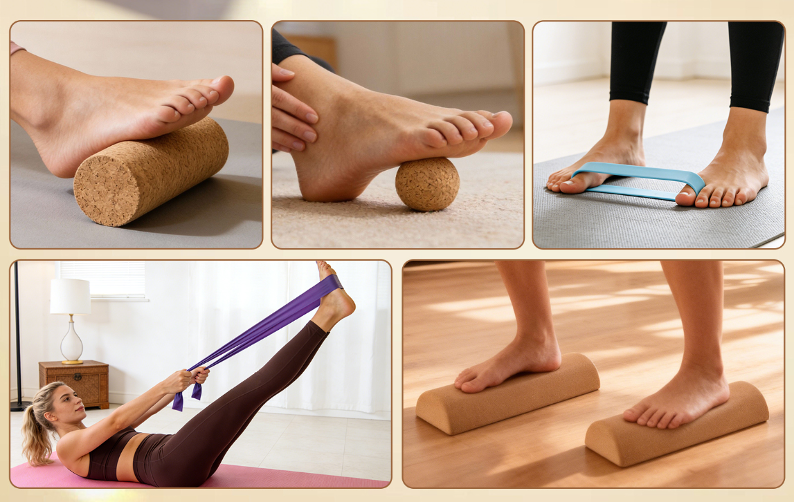 Kurk Balance Board – Voettrainer met Massagebal en Weerstandsbanden