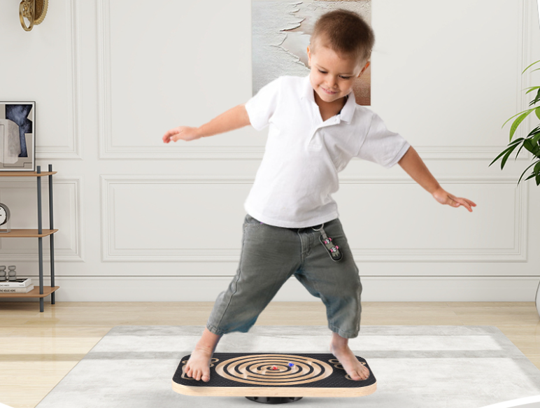 Houten Balansbord met Doolhof – Verstelbare Balans Trainer voor Core, Coördinatie en Fitness