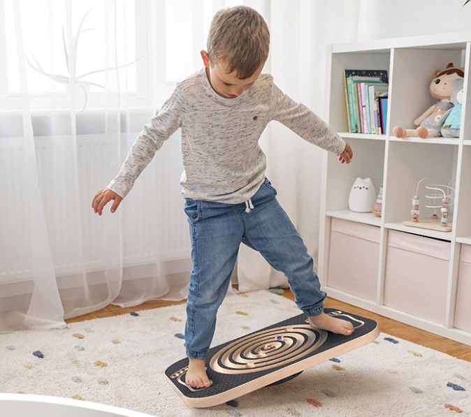 Houten Balansbord met Doolhof – Verstelbare Balans Trainer voor Core, Coördinatie en Fitness