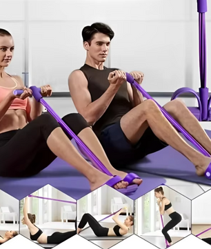 Fitness Weerstandsband met Pedalen – 4-Tube Tension Trainer voor Buik, Armen en Benen