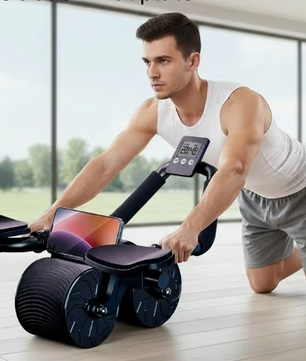 Ab Roller met Elleboogsteun – Rebound Buikspiertrainer met Teller & Anti-Slip Wielen
