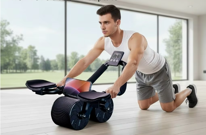 Ab Roller met Elleboogsteun – Rebound Buikspiertrainer met Teller & Anti-Slip Wielen