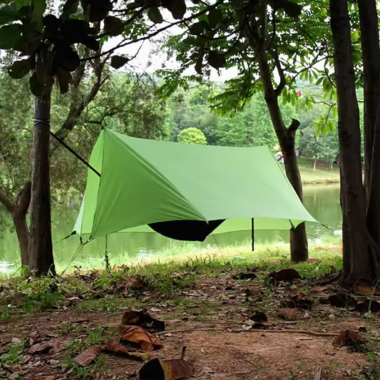 Ultralight Camping Tarp 410x290 cm – Multifunctioneel Tentzeil met Waterdichte PU Coating