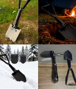 Multifunctionele Opvouwbare Schep 4-in-1 – Schop, Pikhouweel en Zaag voor Outdoor en Camping