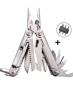 Multitool Tang met Titanium Handgreep – Opvouwbare Multitool met Mes, Schaar en Bits