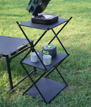 Opvouwbaar Camping Rek 3 Laags – Draagbare Opbergkast voor BBQ, Picknick en Outdoor
