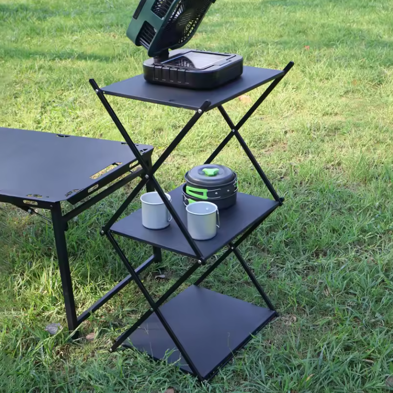 Opvouwbaar Camping Rek 3 Laags – Draagbare Opbergkast voor BBQ, Picknick en Outdoor