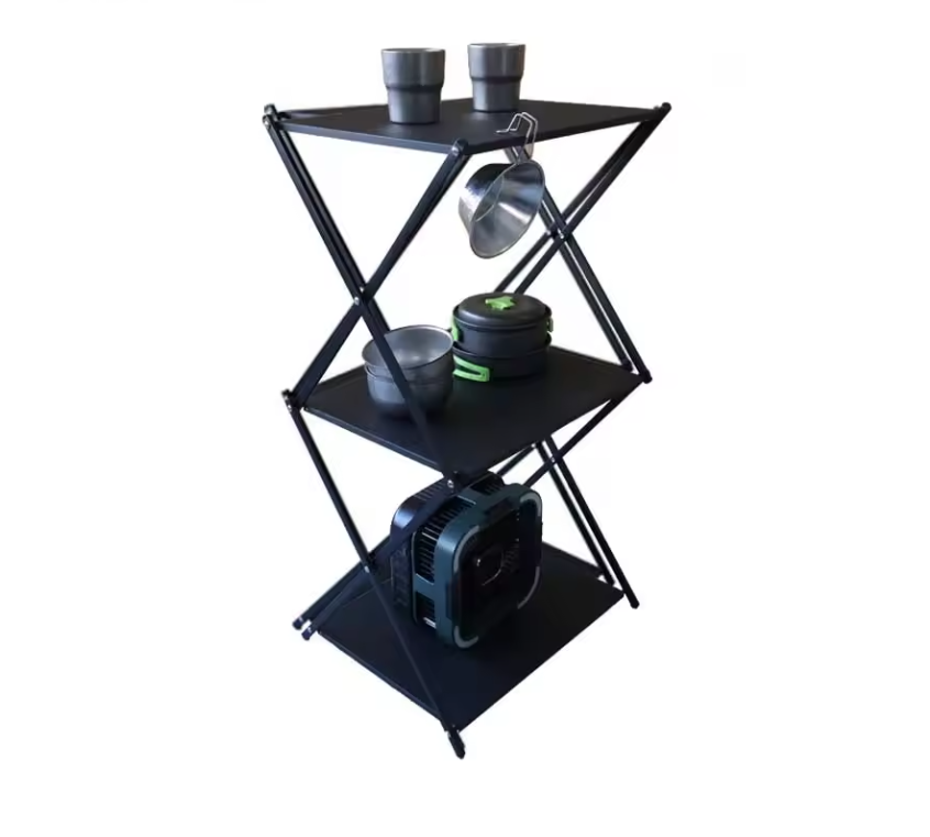 Opvouwbaar Camping Rek 3 Laags – Draagbare Opbergkast voor BBQ, Picknick en Outdoor