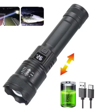 Krachtige LED Zaklamp – 2000LM Oplaadbare Tactical Torch met Zoom en Display