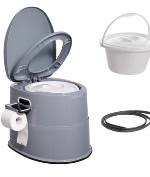 Draagbaar Camping Toilet 5L – Compact Reistoilet met Afneembare Emmer en Papierhouder