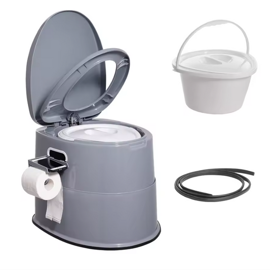 Draagbaar Camping Toilet 5L – Compact Reistoilet met Afneembare Emmer en Papierhouder