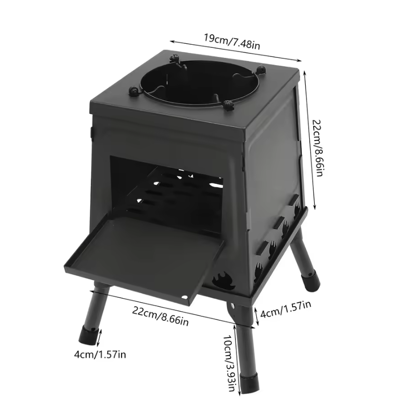 Opvouwbare Camping Houtkachel – Draagbare Outdoor Stove met Handschoenen voor Koken en Verwarmen