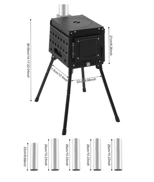 Opvouwbare Camping Houtkachel – Draagbare Outdoor Stove met Handschoenen voor Koken en Verwarmen