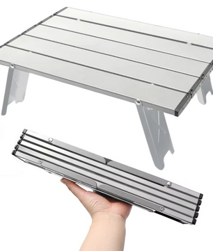 Mini Campingtafel Opvouwbaar – Ultralicht Aluminium Roll-Up Tafel voor Outdoor, Picknick en BBQ