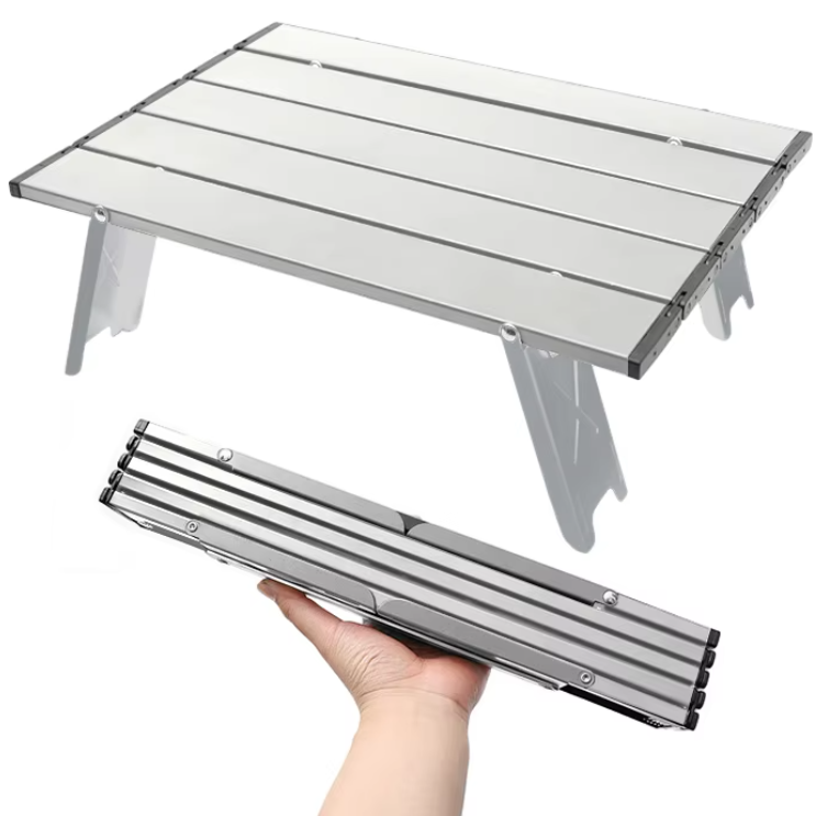 Mini Campingtafel Opvouwbaar – Ultralicht Aluminium Roll-Up Tafel voor Outdoor, Picknick en BBQ