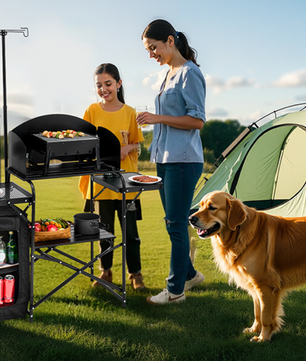 Opvouwbare Camping Keukentafel – Aluminium Cook Station met Opbergkast en Windscherm