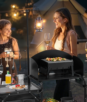 Opvouwbare Camping Keukentafel – Aluminium Cook Station met Opbergkast en Windscherm