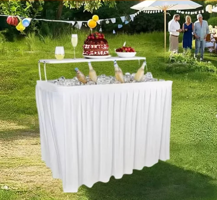 Opvouwbare Koeltafel voor Buiten – Inclusief IJsbak en Extra Opbergplank, Ideaal voor Tuin, Camping en Feesten