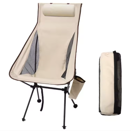 Opvouwbare Campingstoel met Hoofdsteun – Lichtgewicht Outdoor Stoel met Aluminium Frame