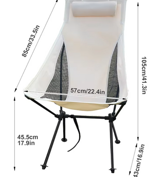 Opvouwbare Campingstoel met Hoofdsteun – Lichtgewicht Outdoor Stoel met Aluminium Frame