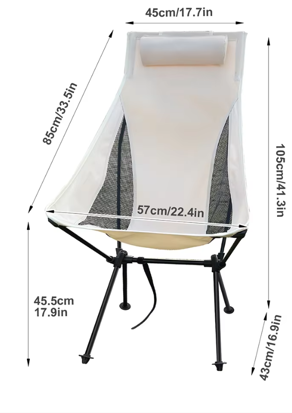 Opvouwbare Campingstoel met Hoofdsteun – Lichtgewicht Outdoor Stoel met Aluminium Frame